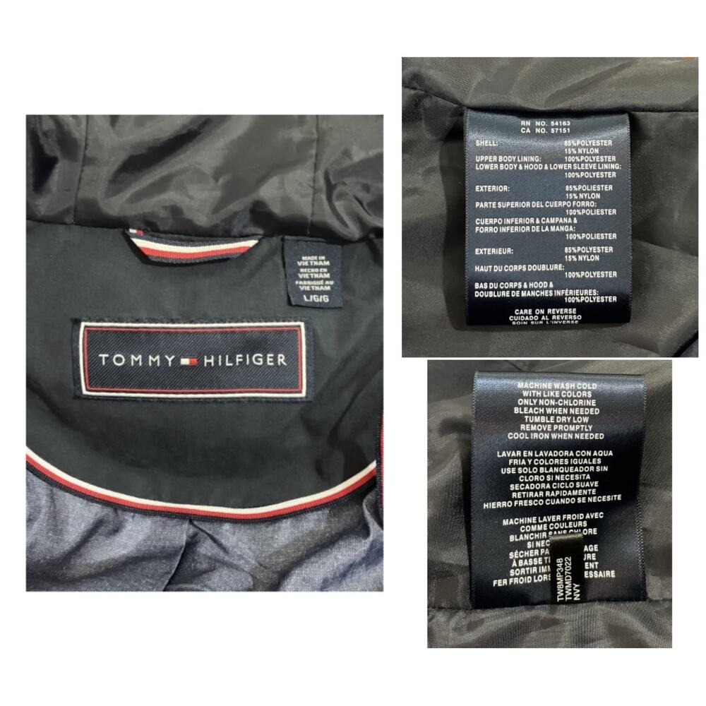 Tommy Hilfiger Women's Navy Full Zip Storm Jacket w/ Hood Pockets | Size L EUC - Picture 16 of 16